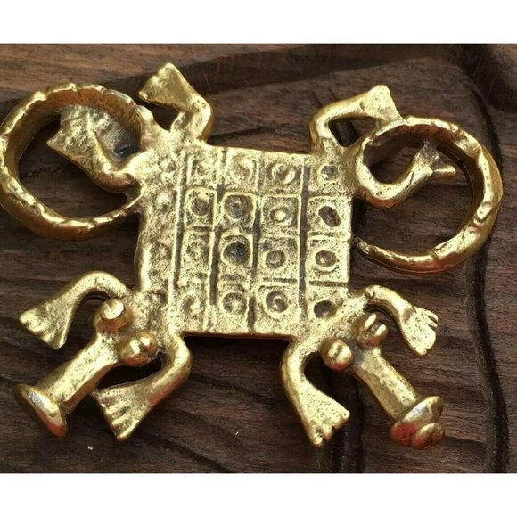 Vtg Brooch Gold weight In The Shape Of Crossed Crocodiles Pin ALVA MUSEUM REPRO. - Picture 4 of 7